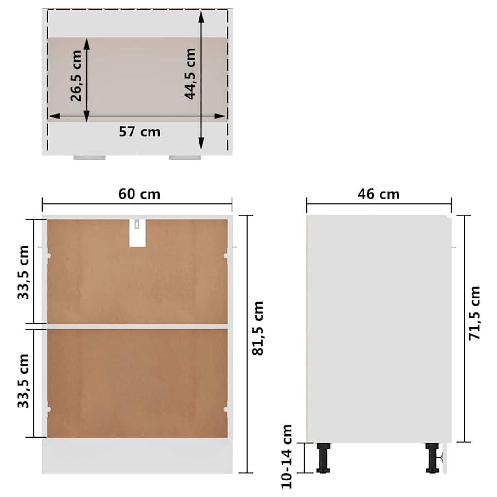 Armario bajo "Lyon" blanco 60x46x81,5 cm madera de ingeniería