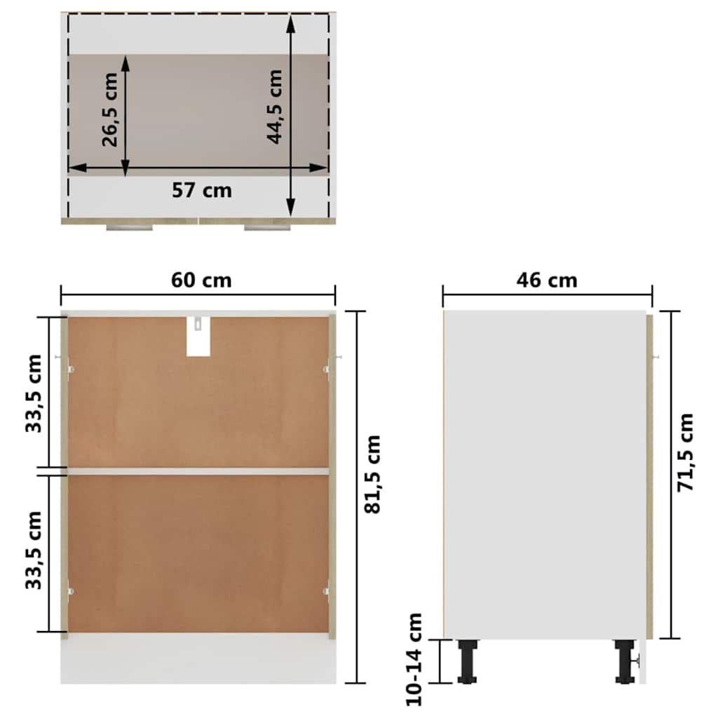 Armario bajo "Lyon" Roble Sonoma 60x46x81,5 cm Madera de ingeniería