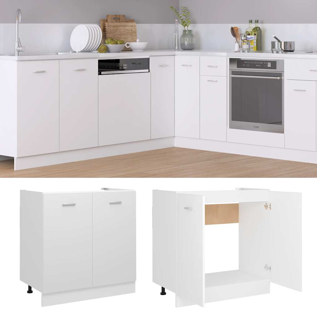 Mueble bajo fregadero "Lyon" blanco 80x46x81,5 cm madera de ingeniería