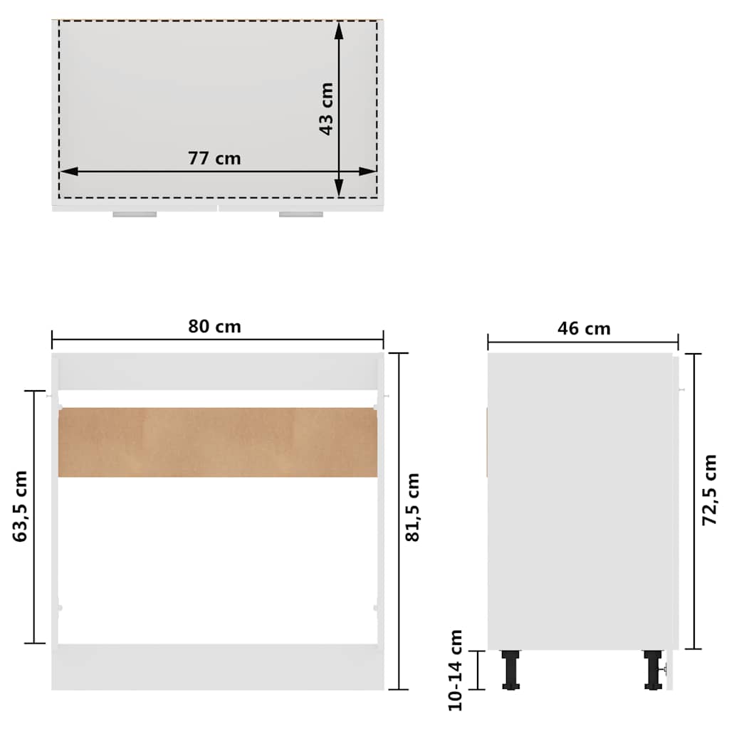 Mueble bajo fregadero "Lyon" blanco 80x46x81,5 cm madera de ingeniería