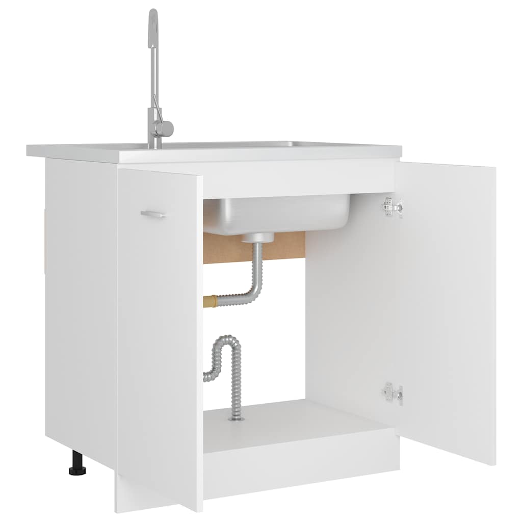 Mueble bajo fregadero "Lyon" blanco 80x46x81,5 cm madera de ingeniería