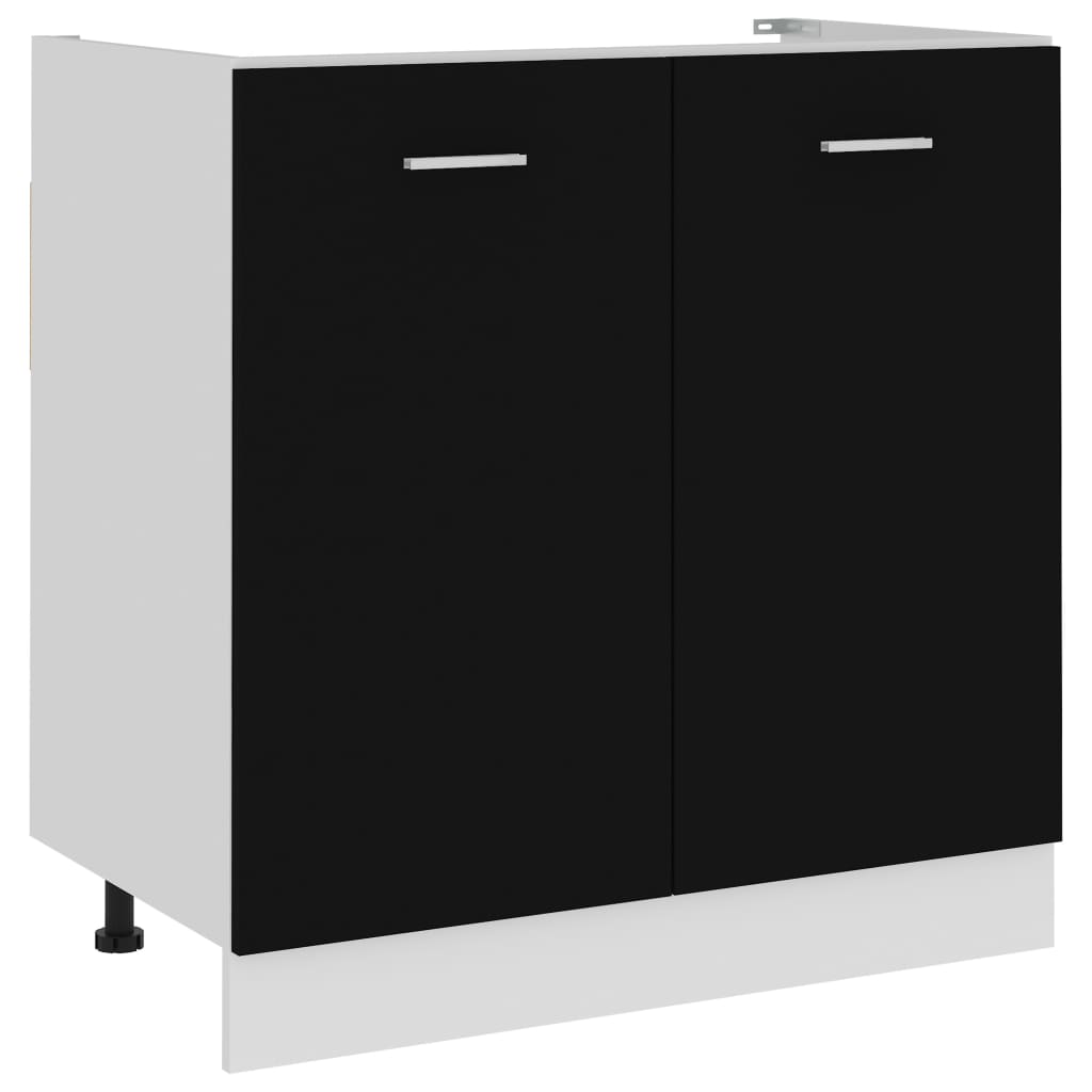 Mueble bajo fregadero "Lyon" negro 80x46x81,5 cm madera de ingeniería