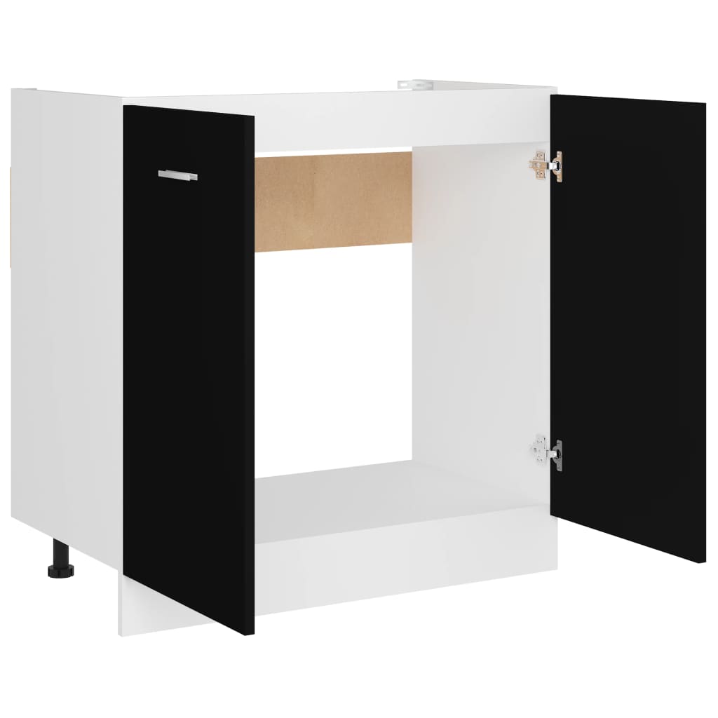 Mueble bajo fregadero "Lyon" negro 80x46x81,5 cm madera de ingeniería