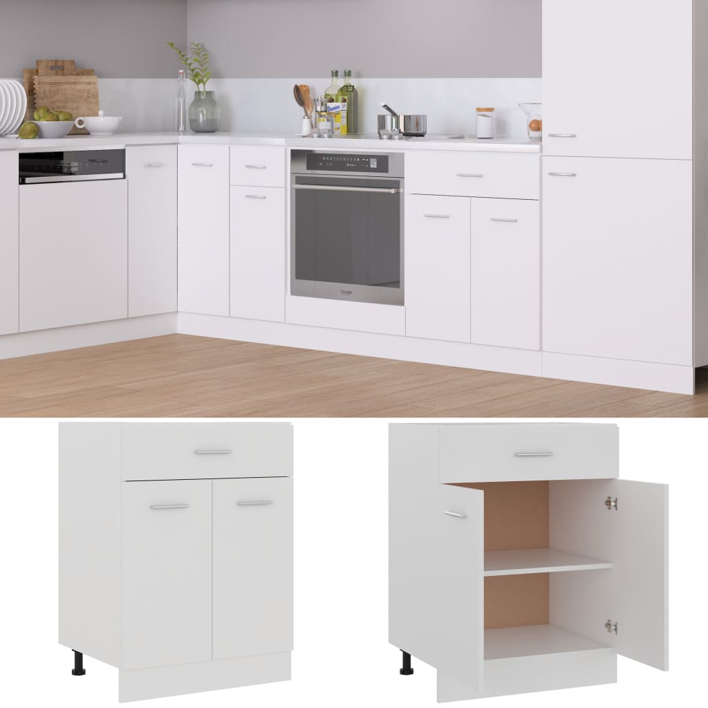Mueble bajo con cajón "Lyon" blanco 60x46x81,5 cm madera de ingeniería