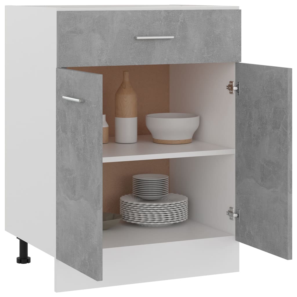 Armario bajo cajón madera ingeniería gris hormigón 60x46x81,5cm