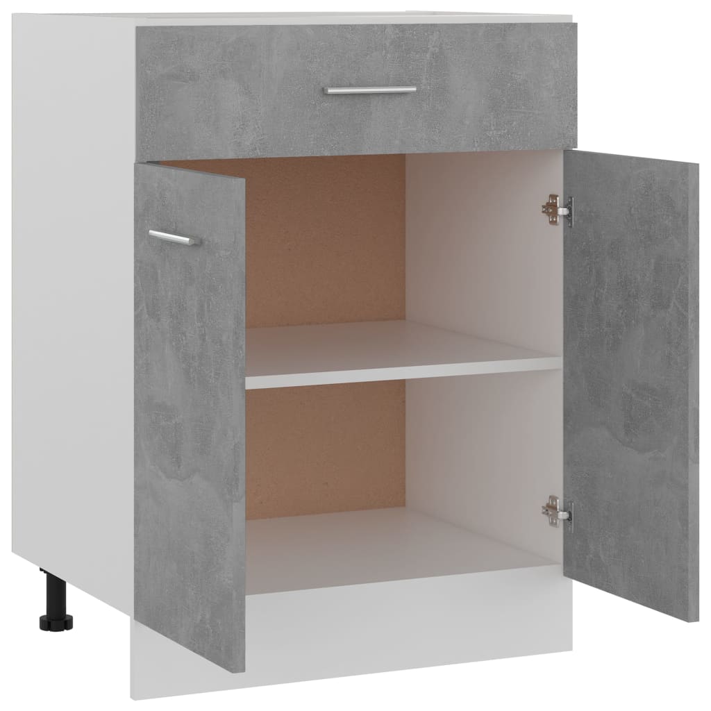Armario bajo cajón madera ingeniería gris hormigón 60x46x81,5cm