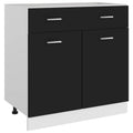 Cajón bajo "Lyon" negro, 80 x 46 x 81,5 cm, madera de ingeniería