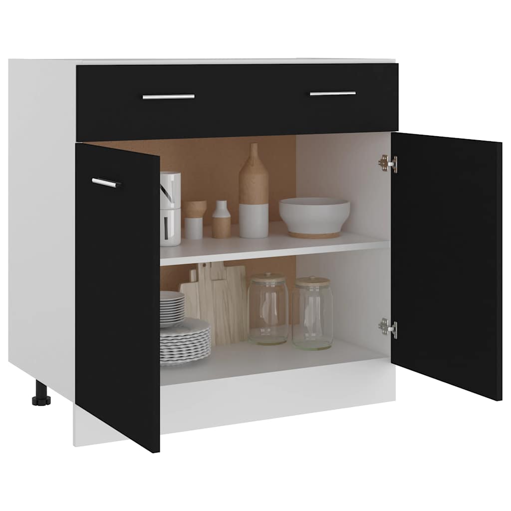 Cajón bajo "Lyon" negro, 80 x 46 x 81,5 cm, madera de ingeniería