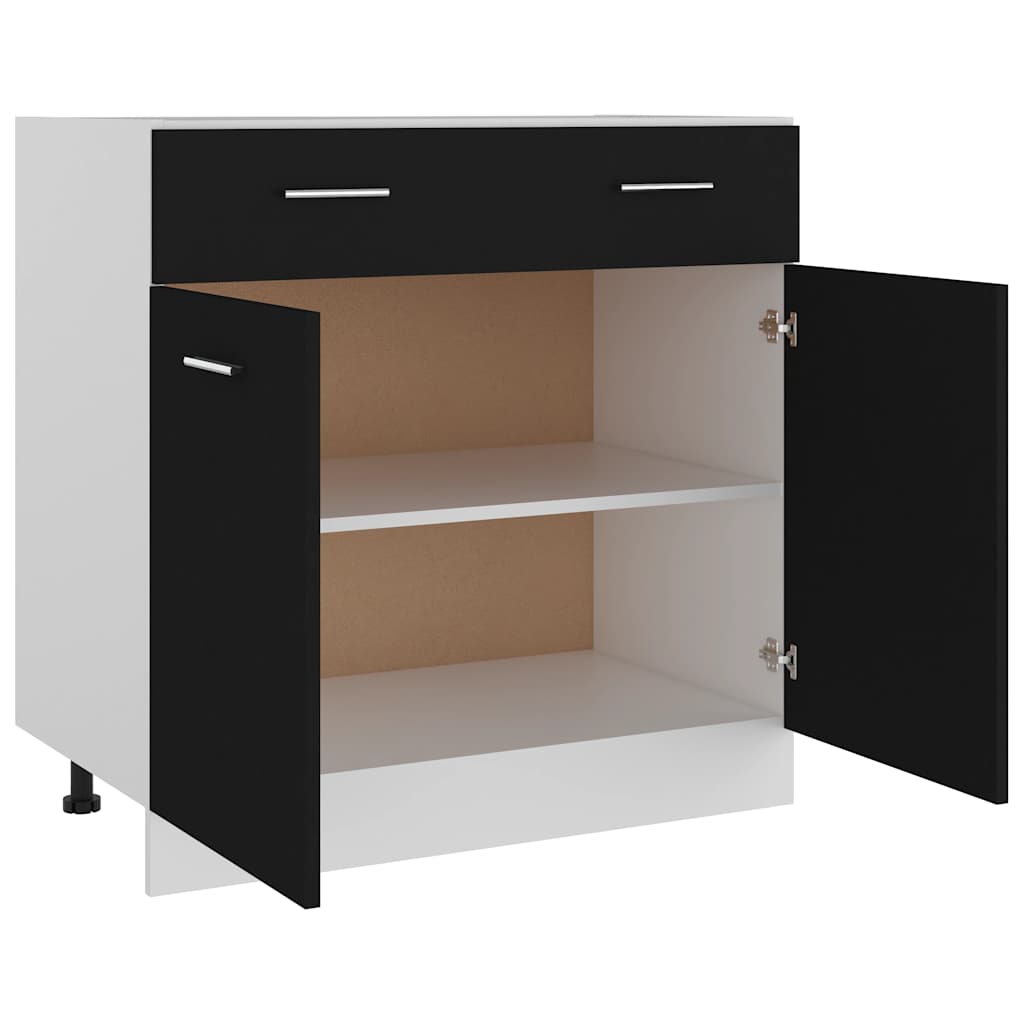 Cajón bajo "Lyon" negro, 80 x 46 x 81,5 cm, madera de ingeniería