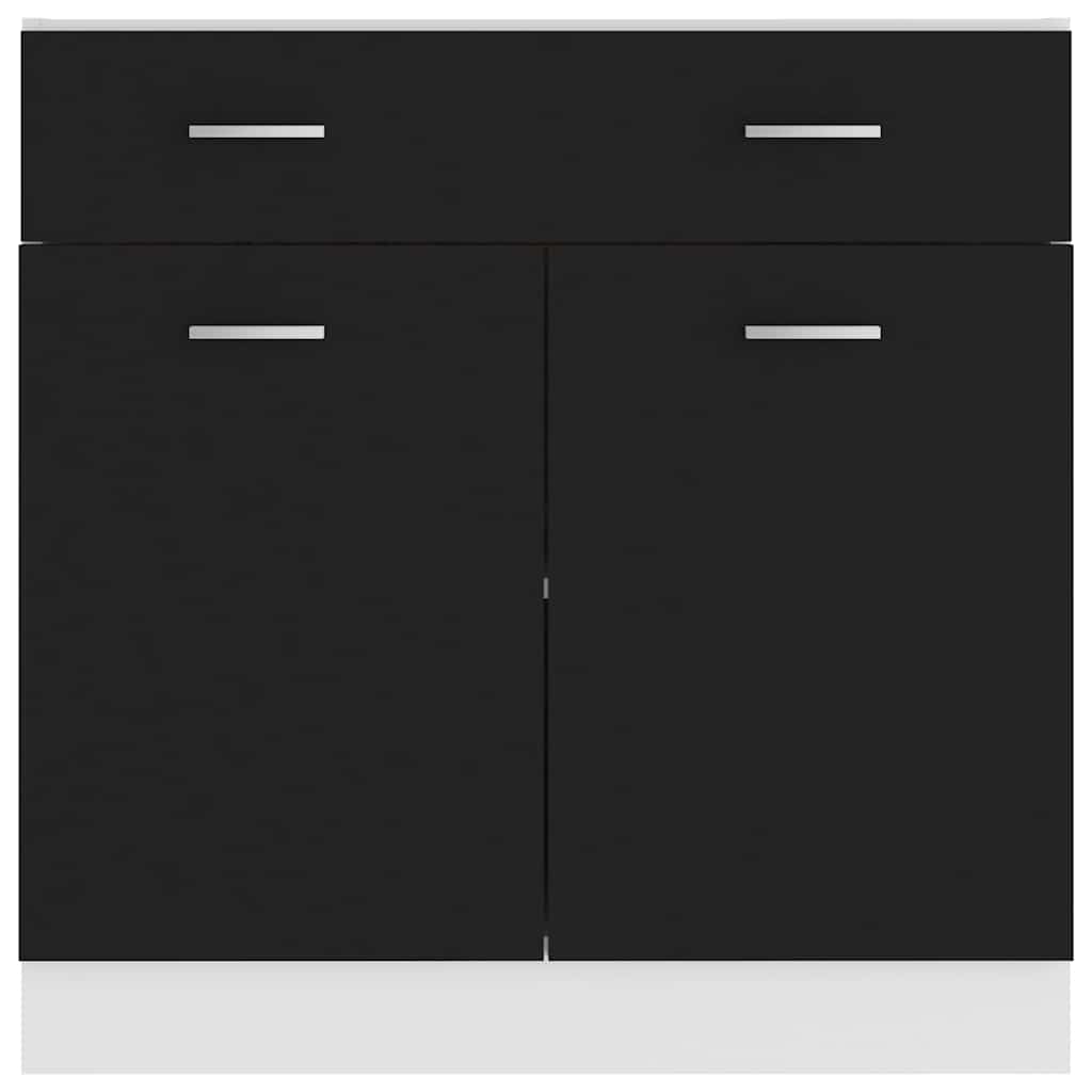 Cajón bajo "Lyon" negro, 80 x 46 x 81,5 cm, madera de ingeniería