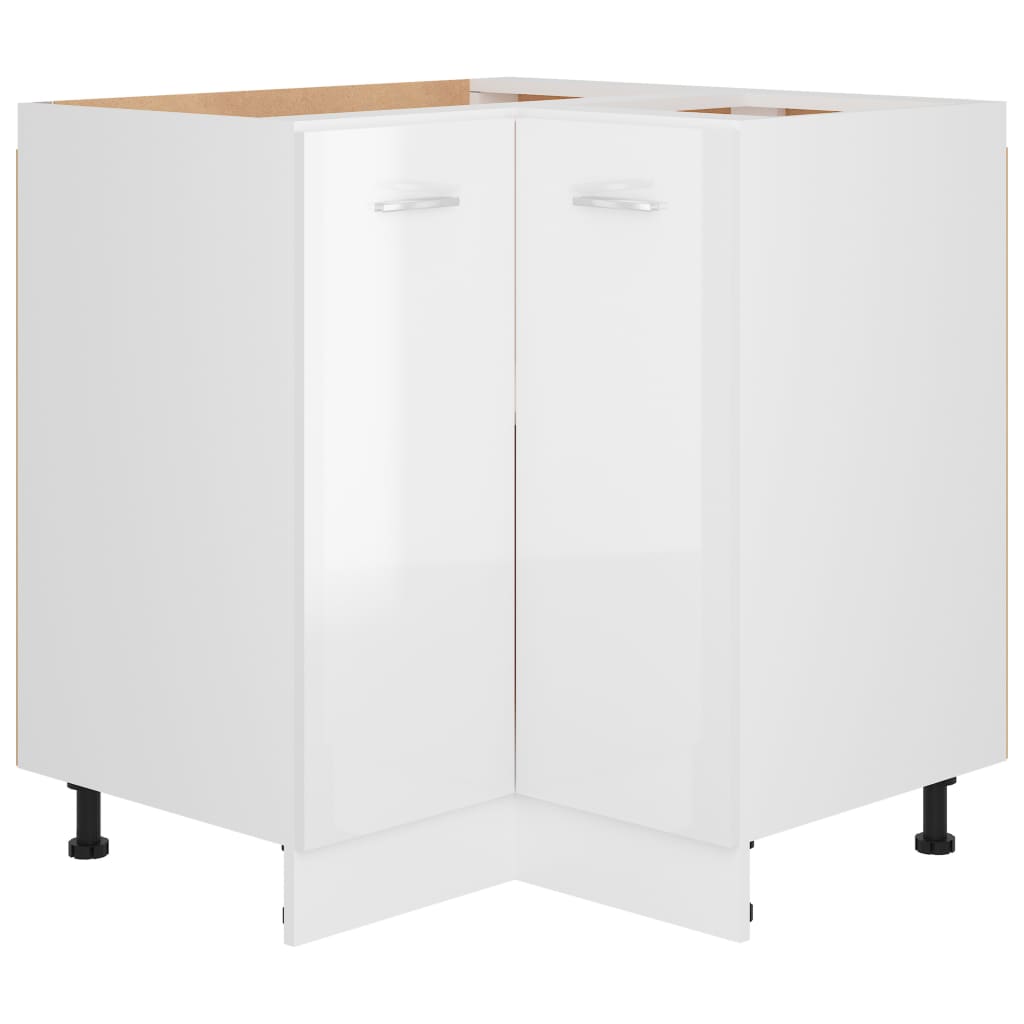 Armario esquinero bajo "Lyon" blanco brillante, 75,5 x 75,5 x 81,5 cm, madera de ingeniería