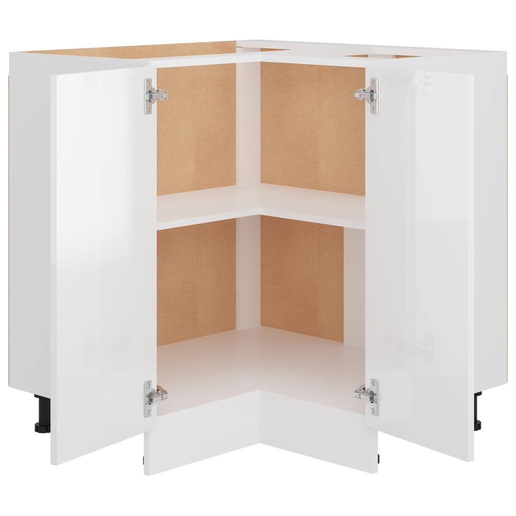Armario esquinero bajo "Lyon" blanco brillante, 75,5 x 75,5 x 81,5 cm, madera de ingeniería