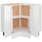 Armario esquinero bajo "Lyon" blanco brillante, 75,5 x 75,5 x 81,5 cm, madera de ingeniería