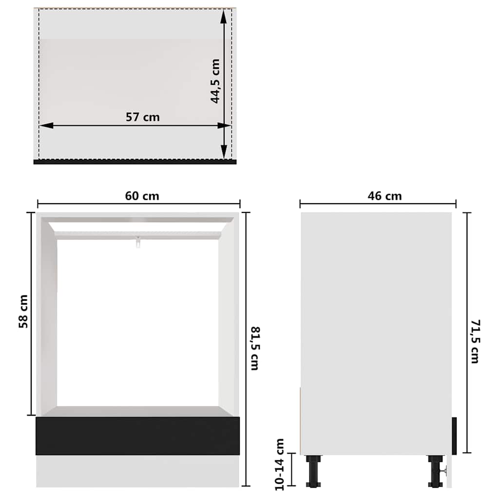 Armario para horno "Riga" negro 60x46x81,5 cm madera contrachapada