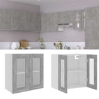 Vitrina colgante "Lyon" de, gris hormigón, 60x31x60 cm, madera de ingeniería