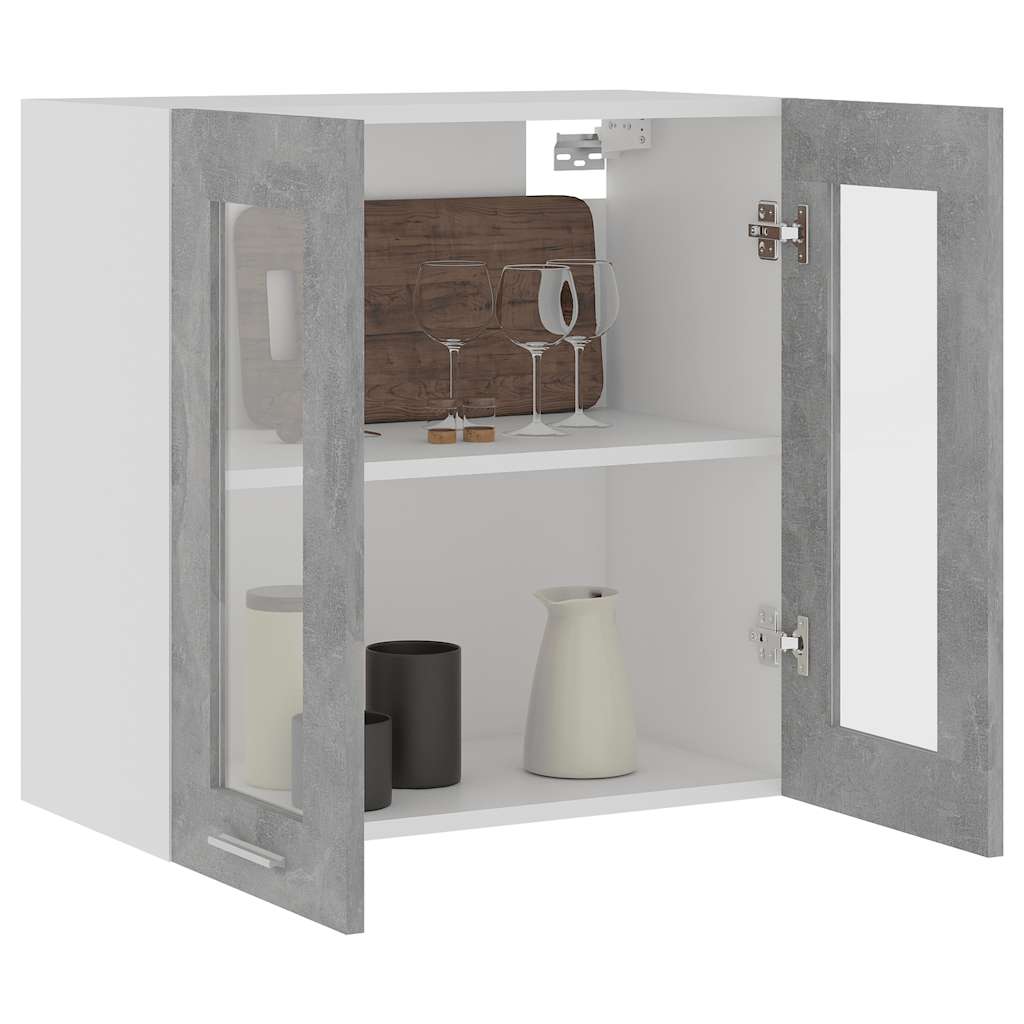 Vitrina colgante "Lyon" de, gris hormigón, 60x31x60 cm, madera de ingeniería