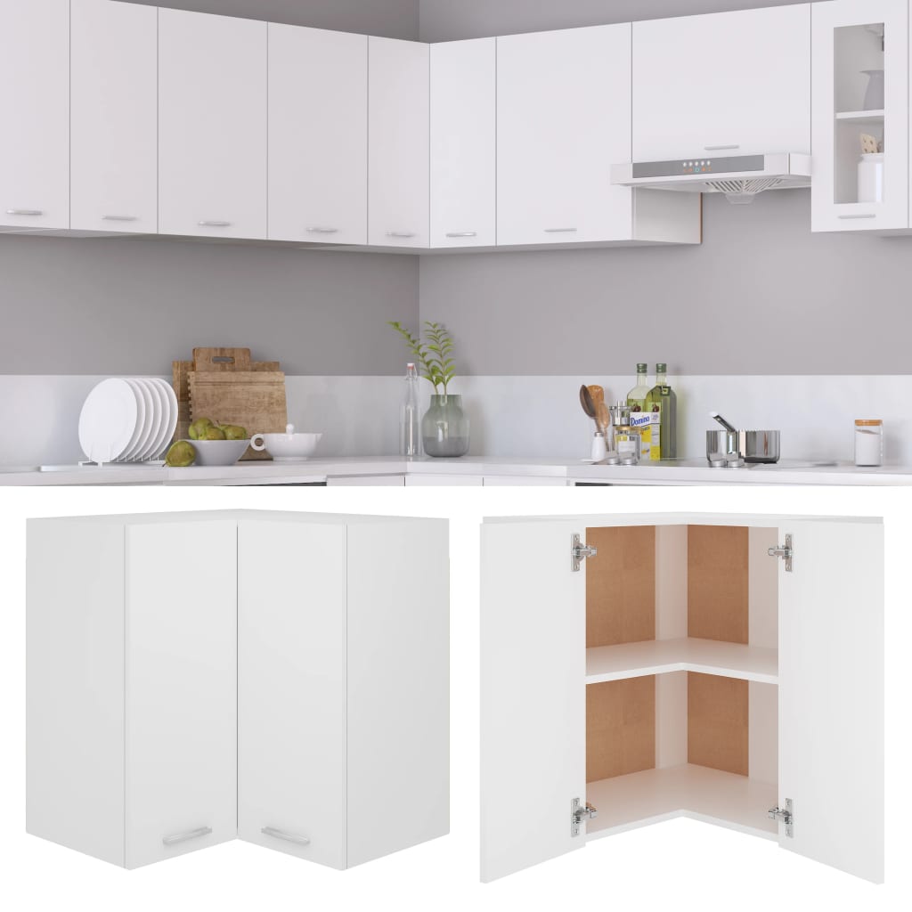Armario esquinero colgante "Lyon" blanco 57x57x60 cm Madera de ingeniería