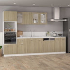 Armario de microondas contrachapada color roble 60x57x207 cm