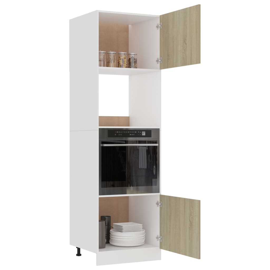 Armario de microondas contrachapada color roble 60x57x207 cm