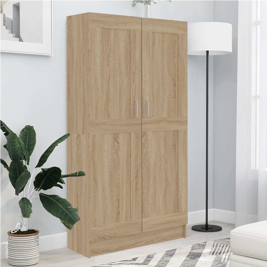 Armario de libros contrachapada blanco brillo 82,5x30,5x80 cm
