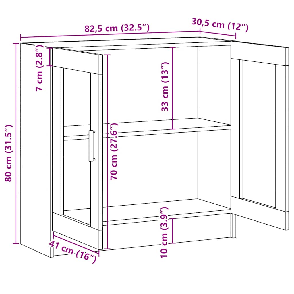 Armario libros madera contrachapada color roble 82,5x30,5x80 cm