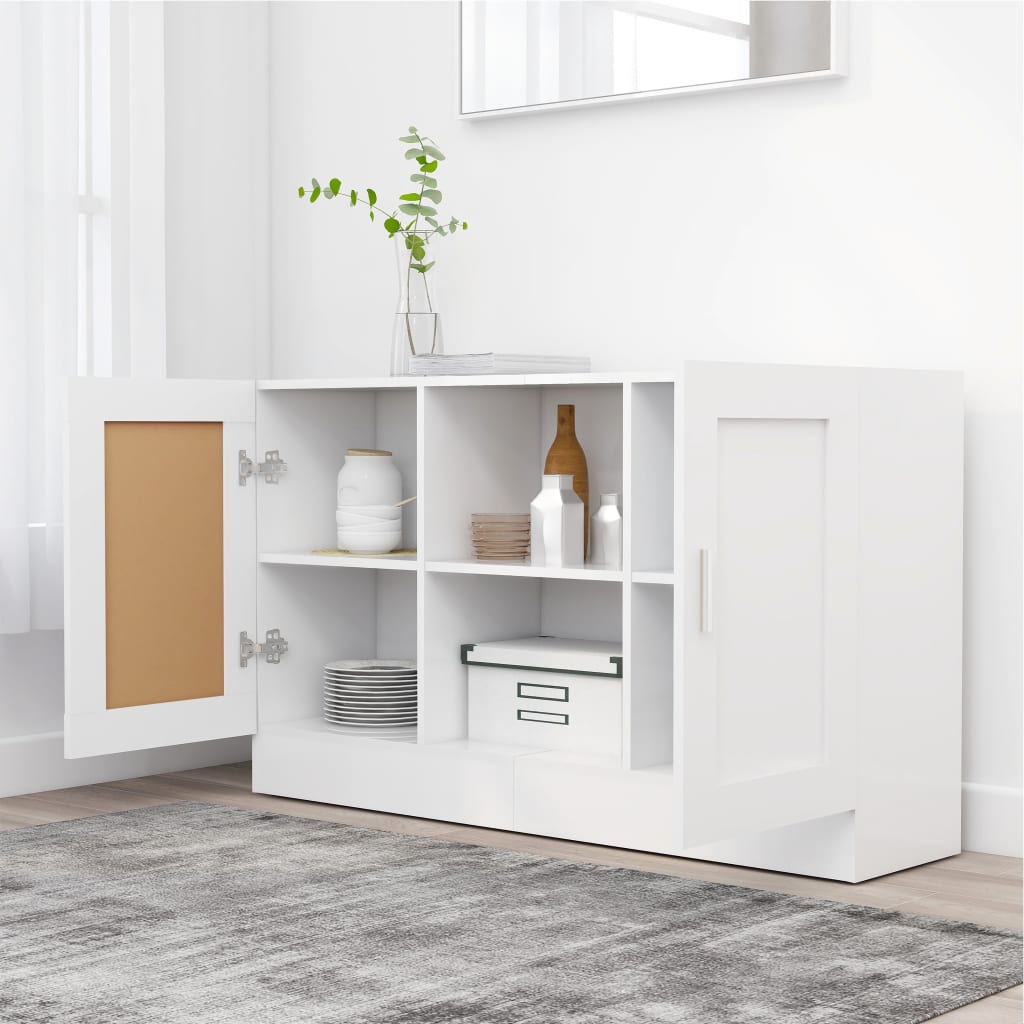 Aparador de madera contrachapada blanco 120x30,5x70 cm
