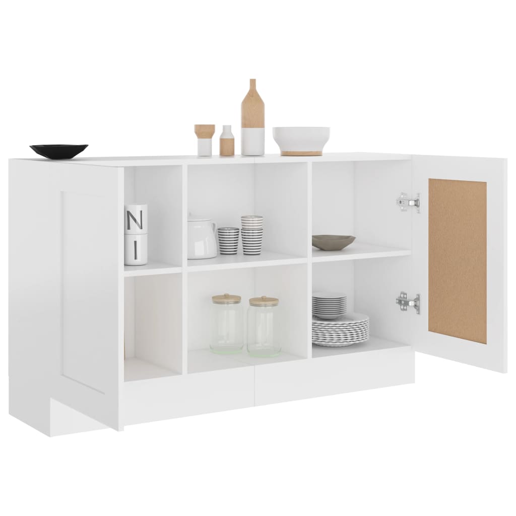 Aparador de madera contrachapada blanco 120x30,5x70 cm