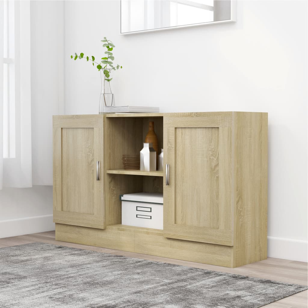 Aparador de madera contrachapada blanco 120x30,5x70 cm