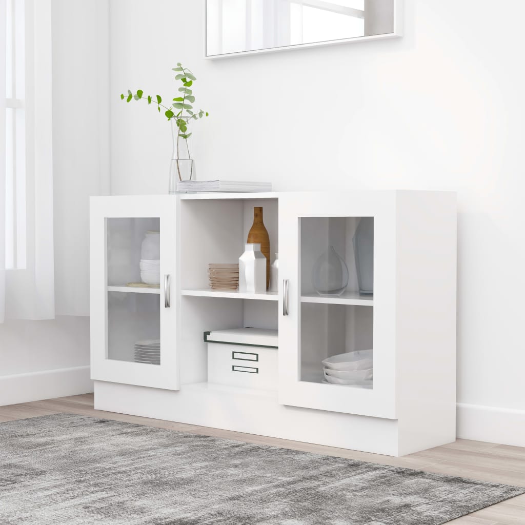 Vitrina de madera contrachapada color roble 120x30,5x70 cm