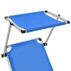 Tumbonas plegables con techo 2 uds aluminio y textilene azul