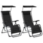 Folding chairs 2 units black textilene