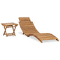 Folding sun lounger with solid teak wood table