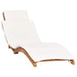 Tumbona plegable con cojín blanco crema madera maciza de teca