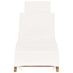 Tumbona plegable con cojín blanco crema madera maciza de teca