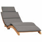 Tumbona plegable con cojín blanco crema madera maciza de teca