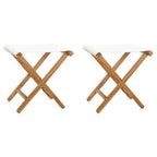 Sillas plegables 2 uds madera maciza de teca tela blanco crema