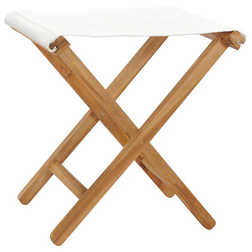 Cadeiras dobráveis 2 pcs madeira de teca maciça tecido branco creme