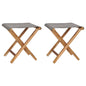 Folding chairs 2 pcs solid teak wood cream white fabric