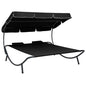 Outdoor lounge chair with canopy and cream-white cushions