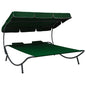 Outdoor lounge chair with canopy and cream-white cushions