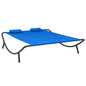 Blue fabric outdoor sun lounger