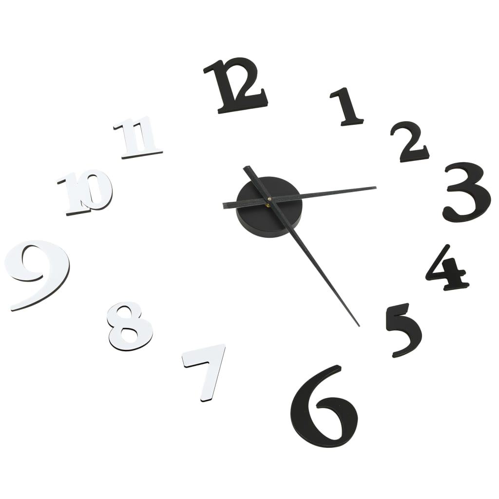 3D Wall Clock with Modern Black and White Design 100 cm XXL