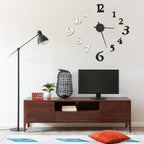 3D Wall Clock with Modern Black and White Design 100 cm XXL
