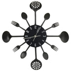 Reloj de pared diseño cuchara y tenedor negro 40 cm aluminio