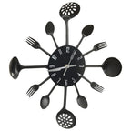 Reloj de pared diseño cuchara y tenedor negro 40 cm aluminio