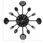 Reloj de pared diseño cuchara y tenedor negro 40 cm aluminio