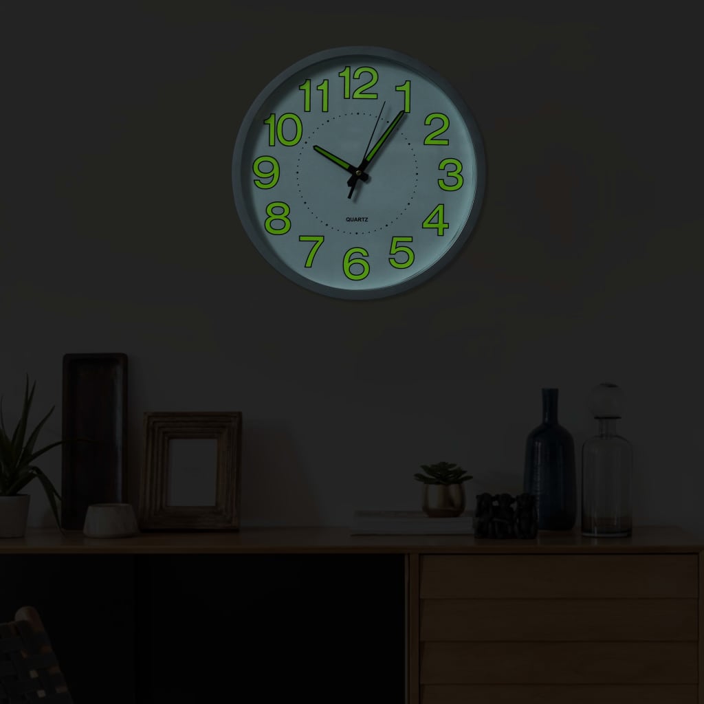Luminous white wall clock 30 cm