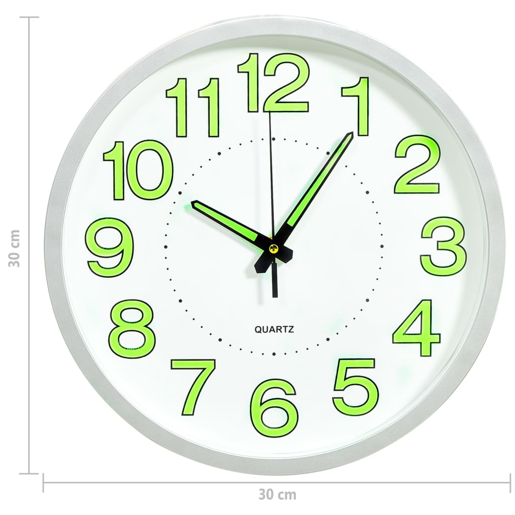 Luminous white wall clock 30 cm