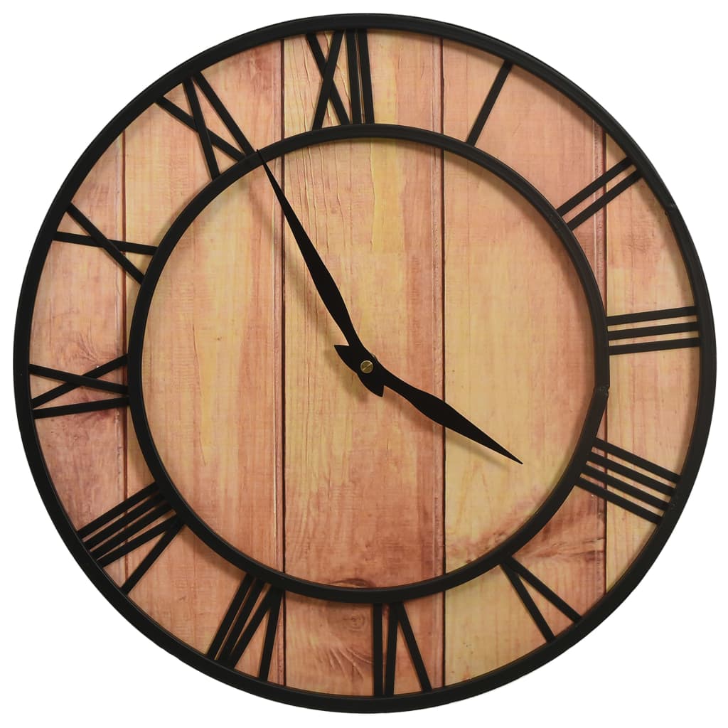 Reloj de pared MDF y hierro marrón y negro 39 cm