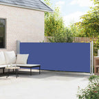 Toldo lateral retráctil para patio azul 140x600 cm